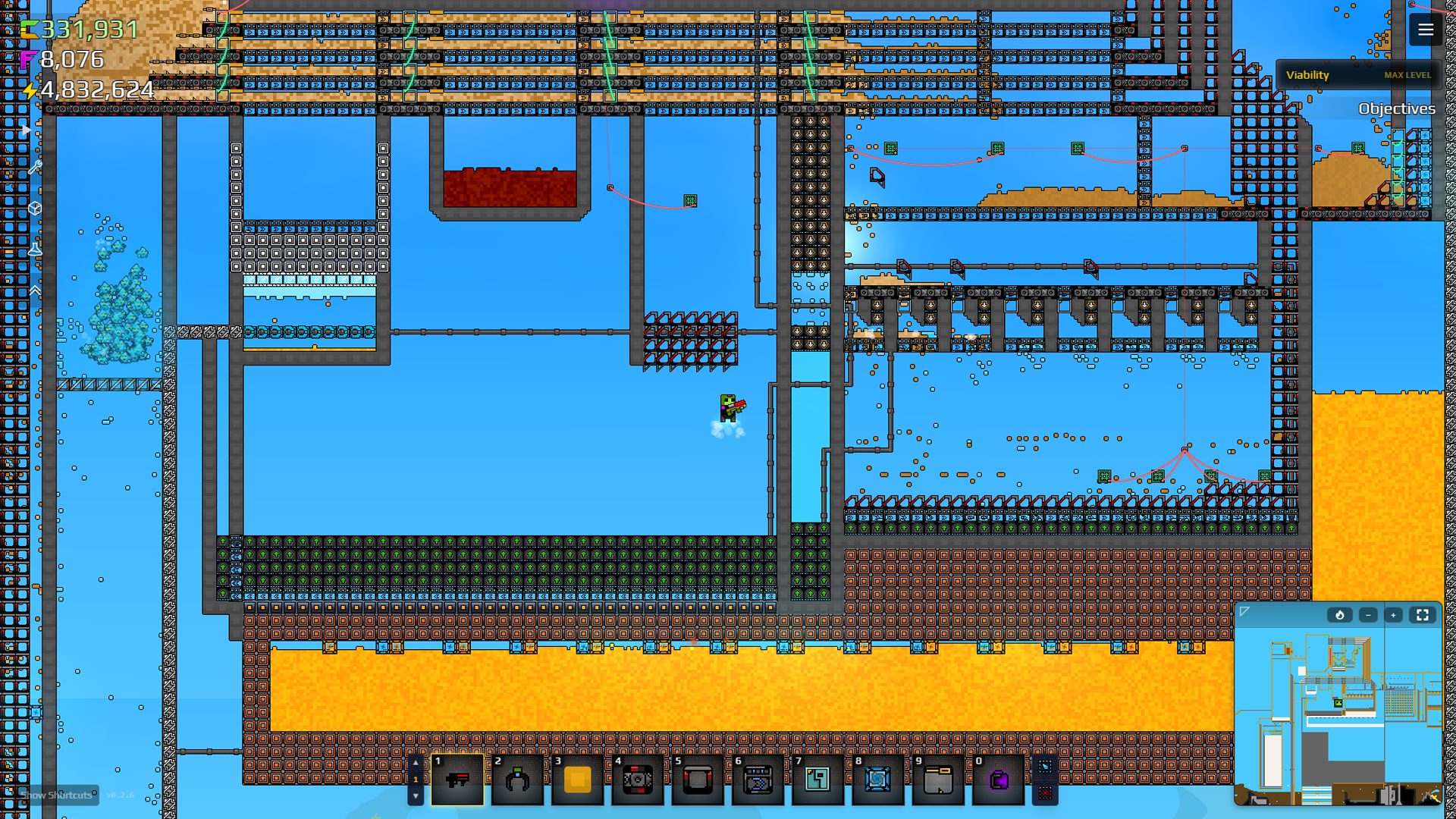 Official Sandustry screenshot showing an automated factory with conveyors and processing chambers
